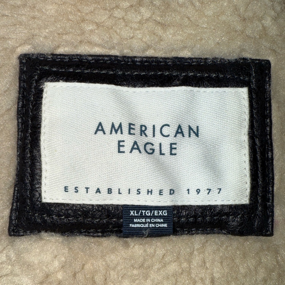 American Eagle AE Oversized Vegan Shearling Moto Jacket Black XL - Picture 14 of 16